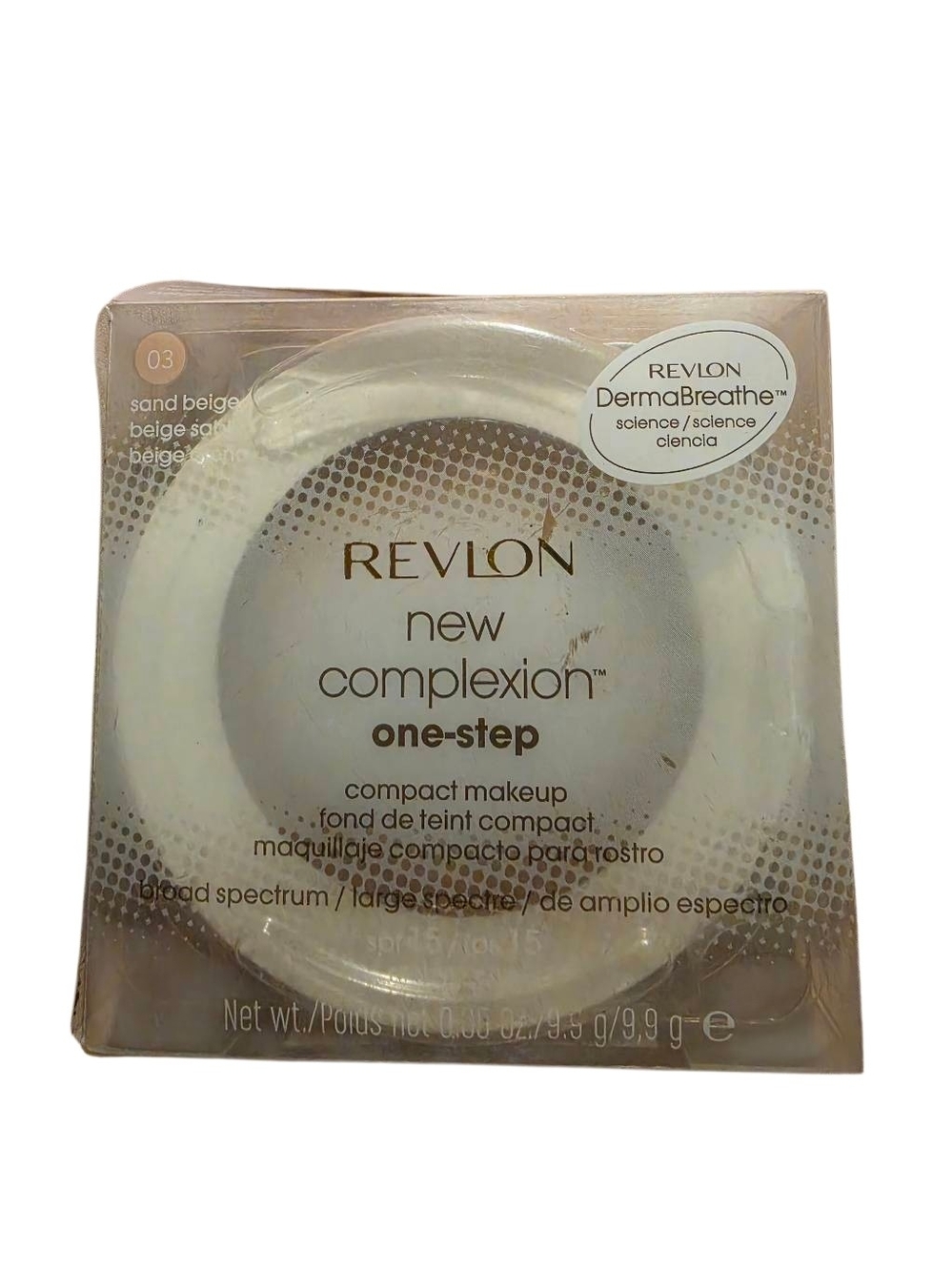 REVLON New Complexion One‑Step Compact Makeup Sand Beige 03 • SPF 15 • Full‑Cove